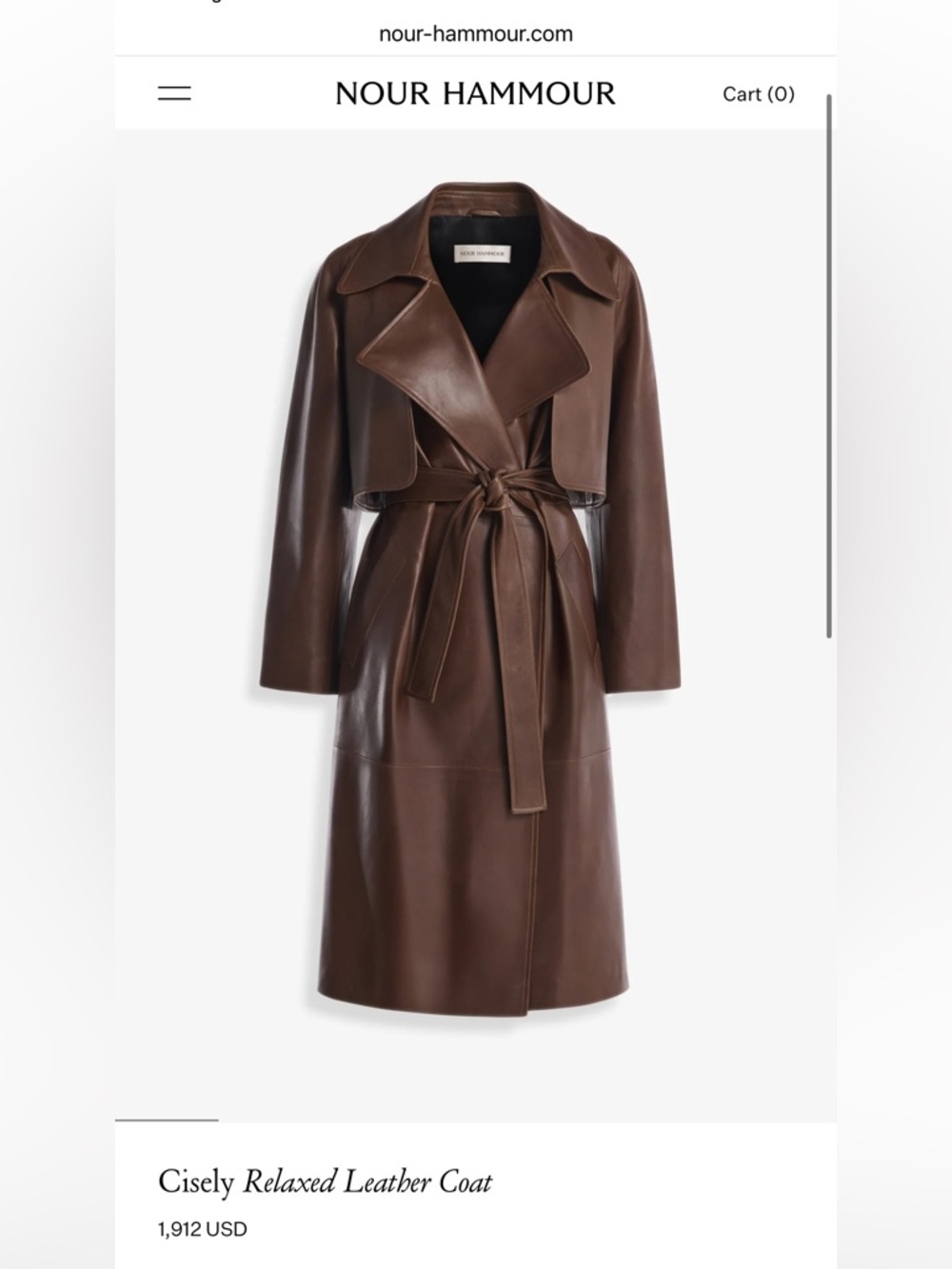 NWT Nour Hammour “Cisely” relaxed leather trench